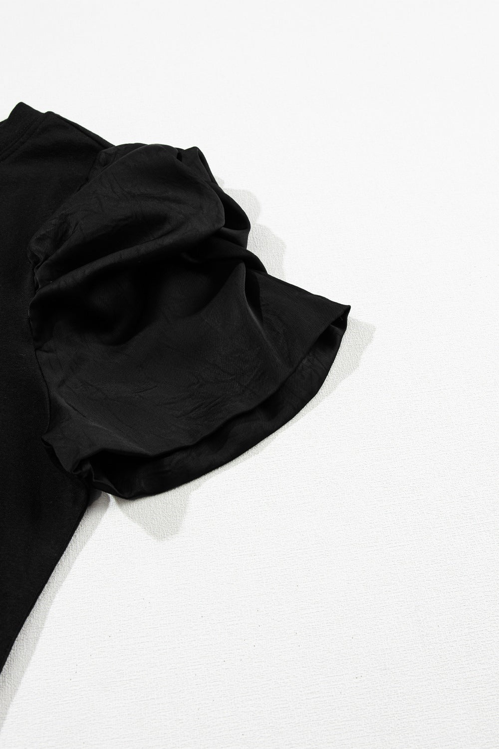 Ruched Puff Sleeve Crew Neck T-Shirt