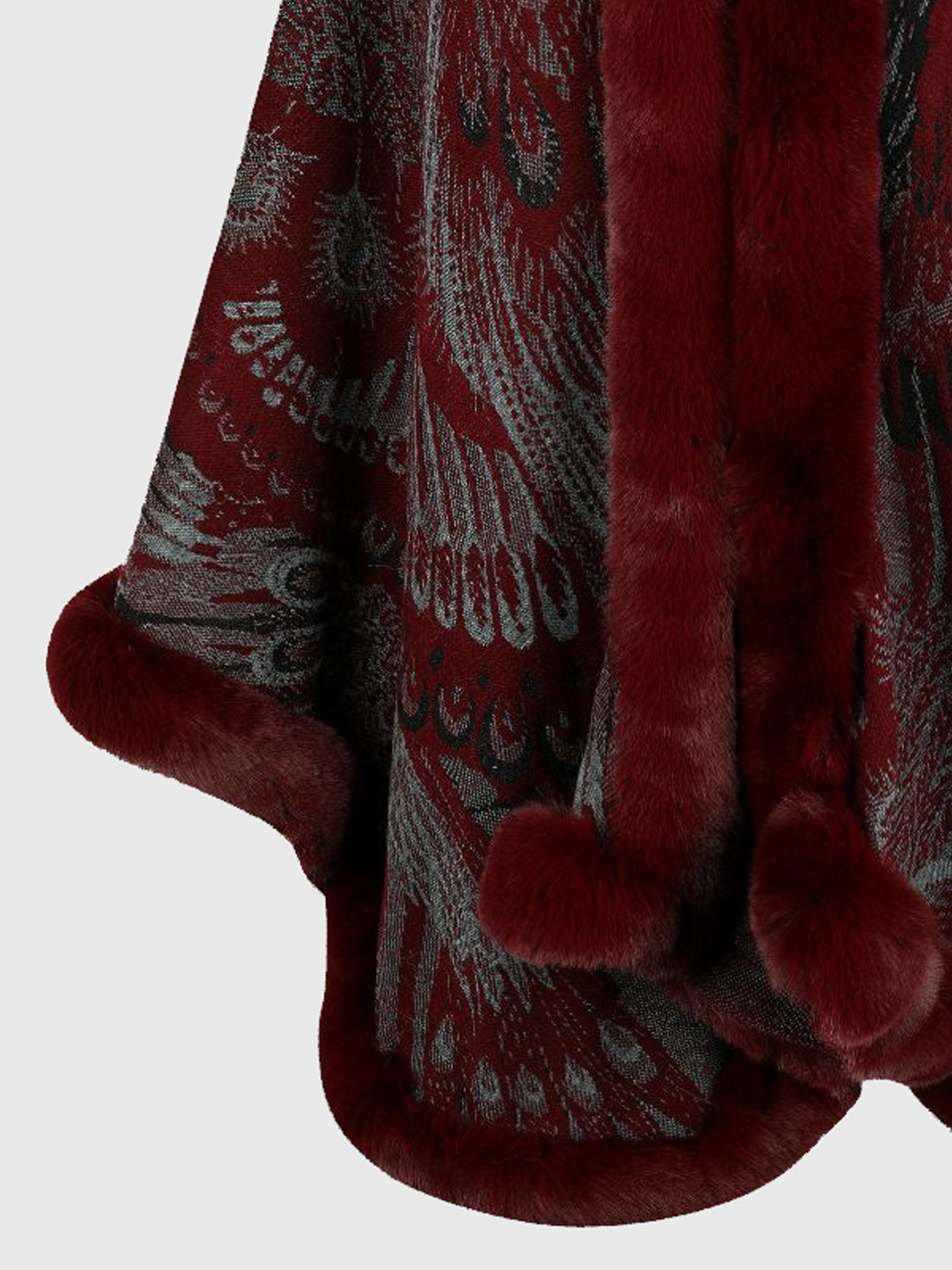 Printed Open Front Poncho - felvior