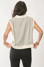 Davi & Dani French Terry Boxy Fit Striped Sweater Vest