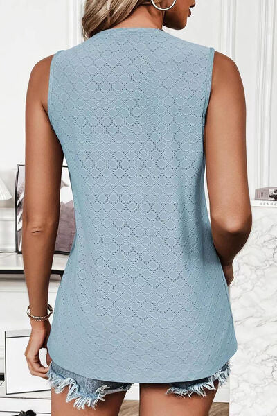 Florira Eyelet Round Neck Tank - felvior