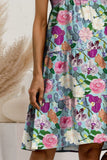 FAM-FAM Printed Round Neck Sleeveless Tiered Dress - felvior