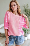 Stripe Color Block Half Sleeve T Shirt