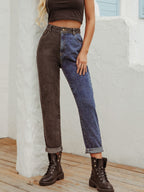 Two Tone Straight Leg Jeans