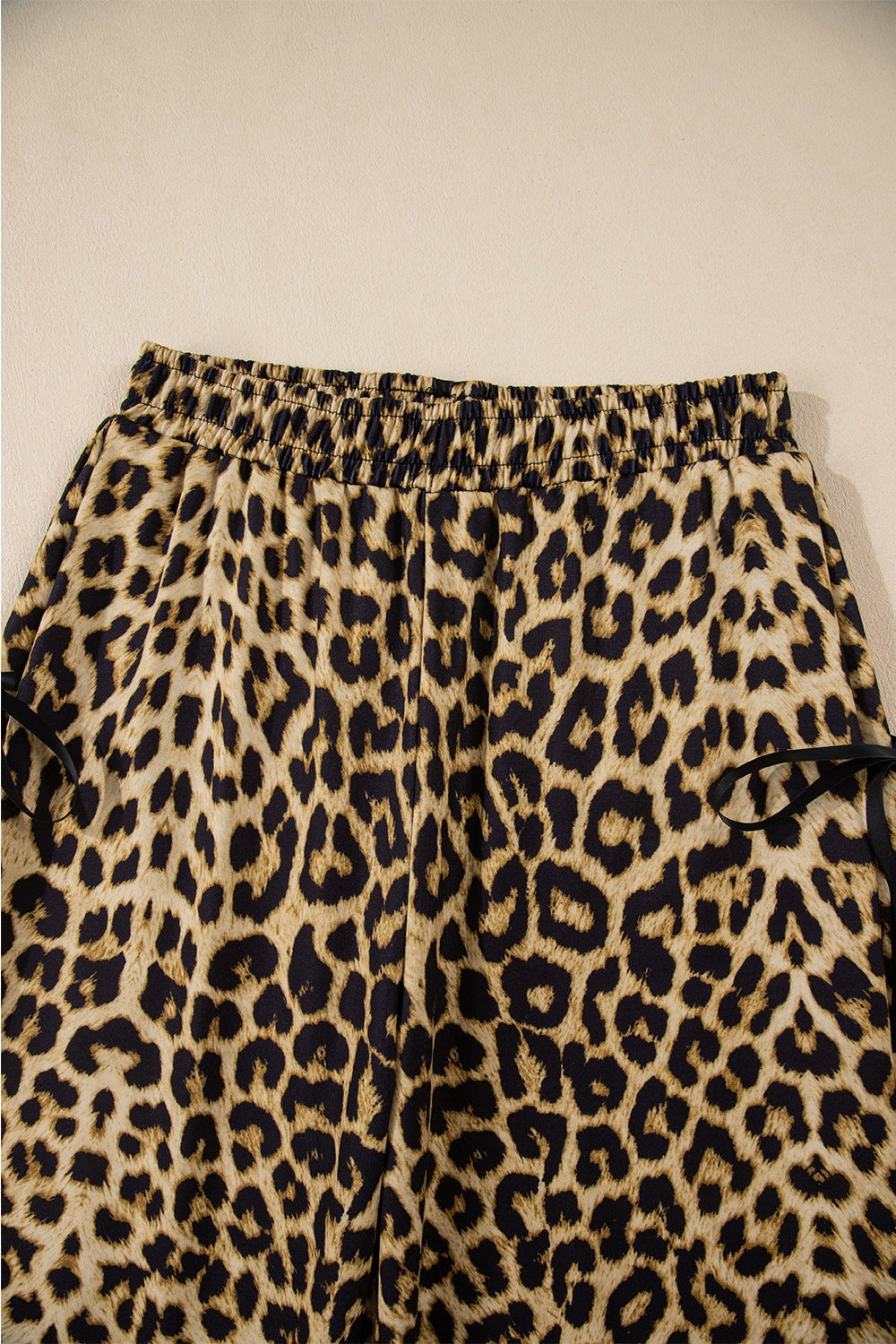 Leopard Bow Tie Elastic Waist Pants