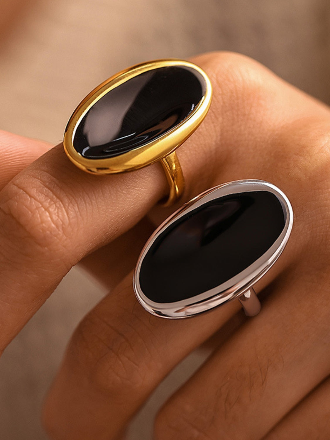 Stainless Steel Oil Drip Elliptical Open Ring - felvior
