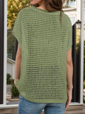 Openwork Round Neck Short Sleeve Cover-Up - felvior