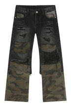 Men's Frayed Hem Camouflage Jeans