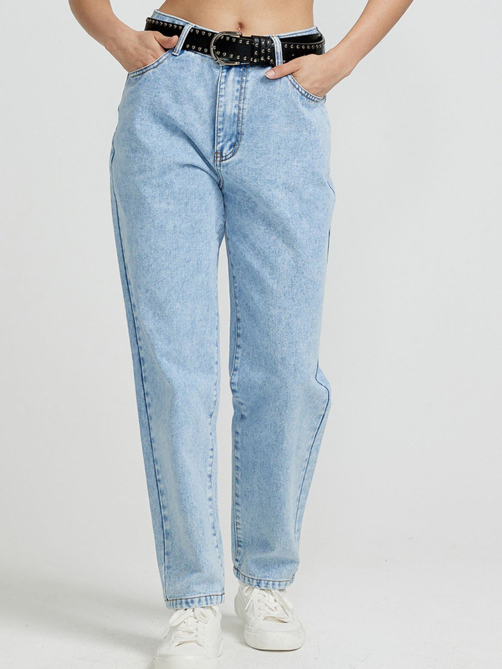 Pocketed Straight Leg Jeans - felvior