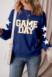 GAME DAY Star Round Neck Long Sleeve Sweatshirt - felvior