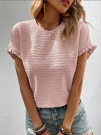 Texture Round Neck Short Sleeve T-Shirt