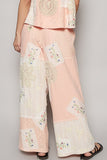 POL Embroidered Drawstring Lace Patch Wide Leg Pants - felvior