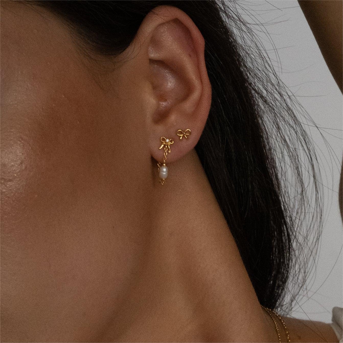 Copper Bow Stud Earrings - felvior