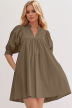 Oh Frill Notched Puff Sleeve Babydoll Mini Dress