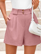 Two Button Wide Waistband Shorts