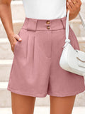 Two Button Wide Waistband Shorts - felvior