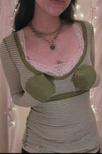 Contrast Striped Long Sleeve T-Shirt