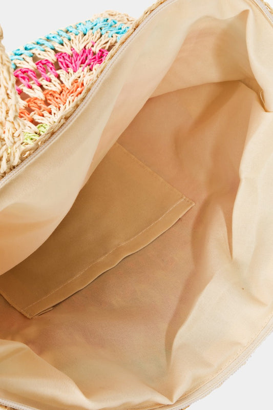 Fame Rainbow Crochet Knit Tote Bag - felvior