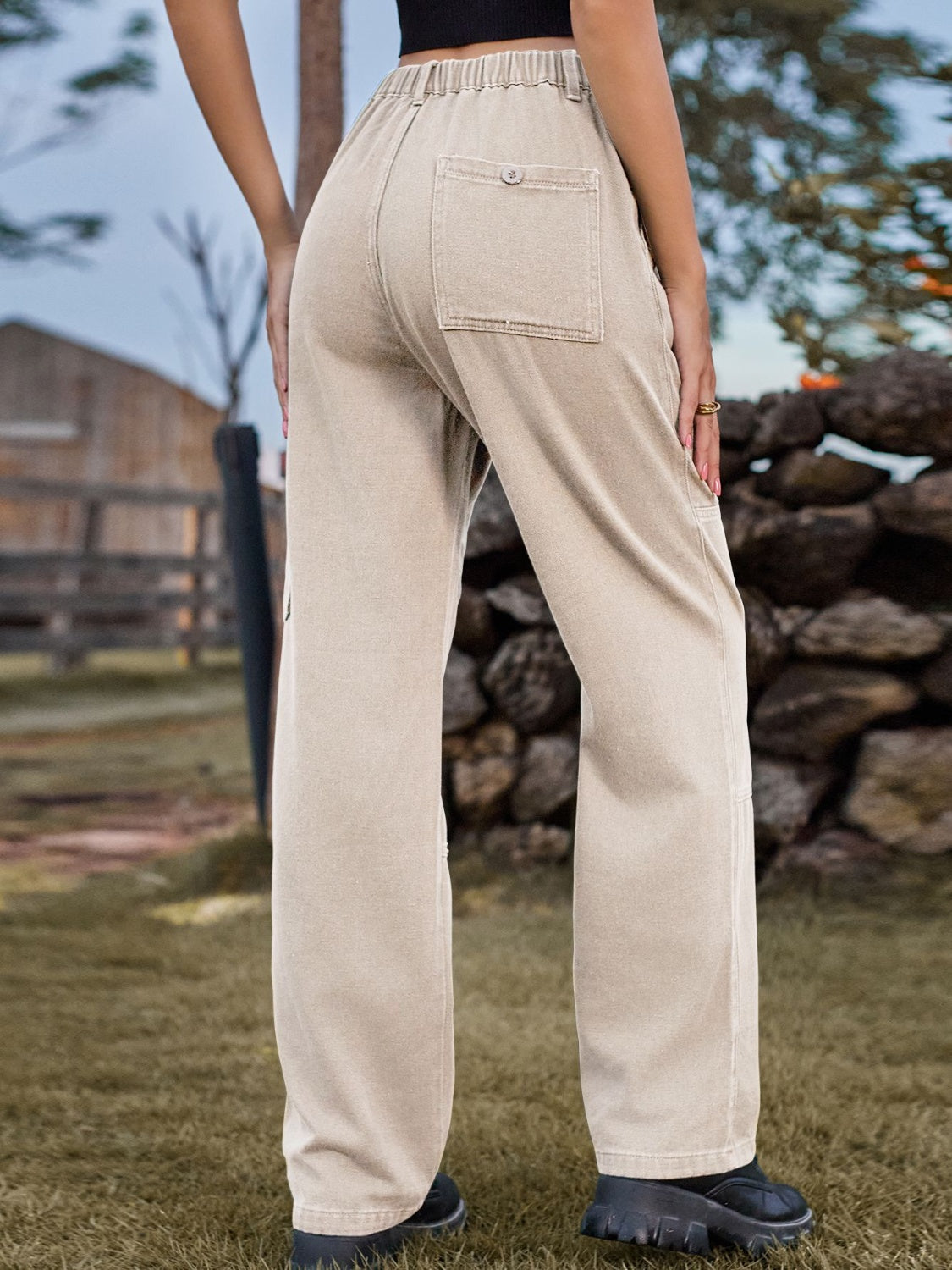 High Waist Cargo Straight Jeans - felvior