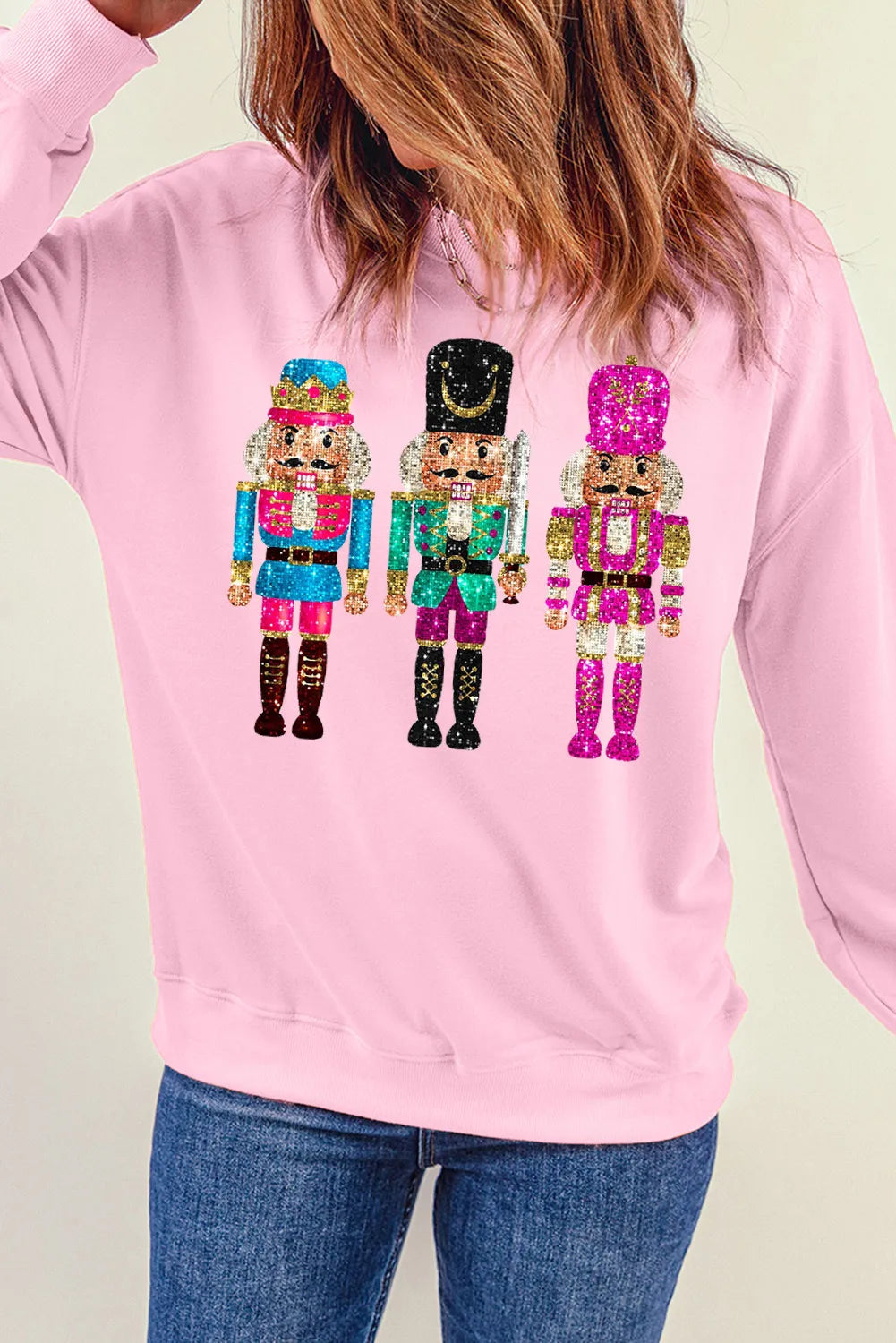 Nutcracker Graphic Round Neck Long Sleeve Sweatshirt - felvior