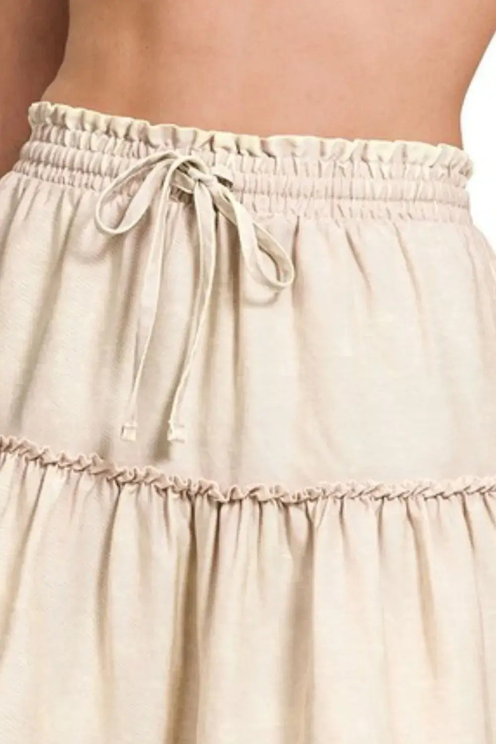 Zenana Tencel Washed Tiered Mini Skirts