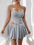 Asymmetrical Bow Cami and Skirt Set - felvior