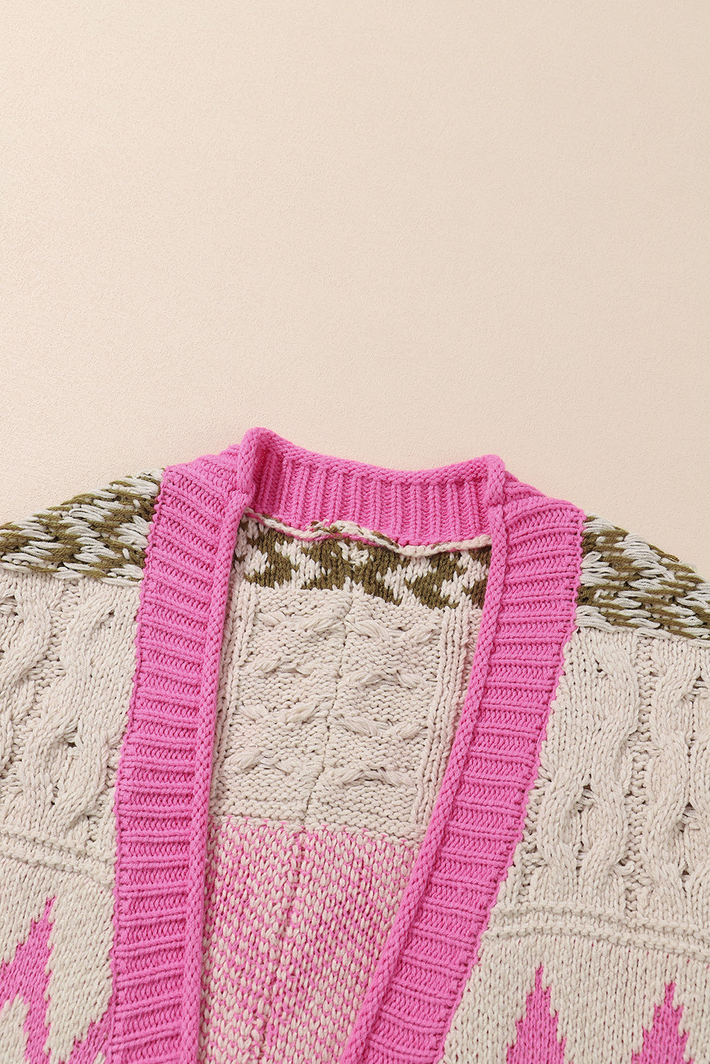 Contrast Tied Open Front Cardigan - felvior