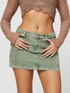 Mini Cargo Denim Skirt with Pockets