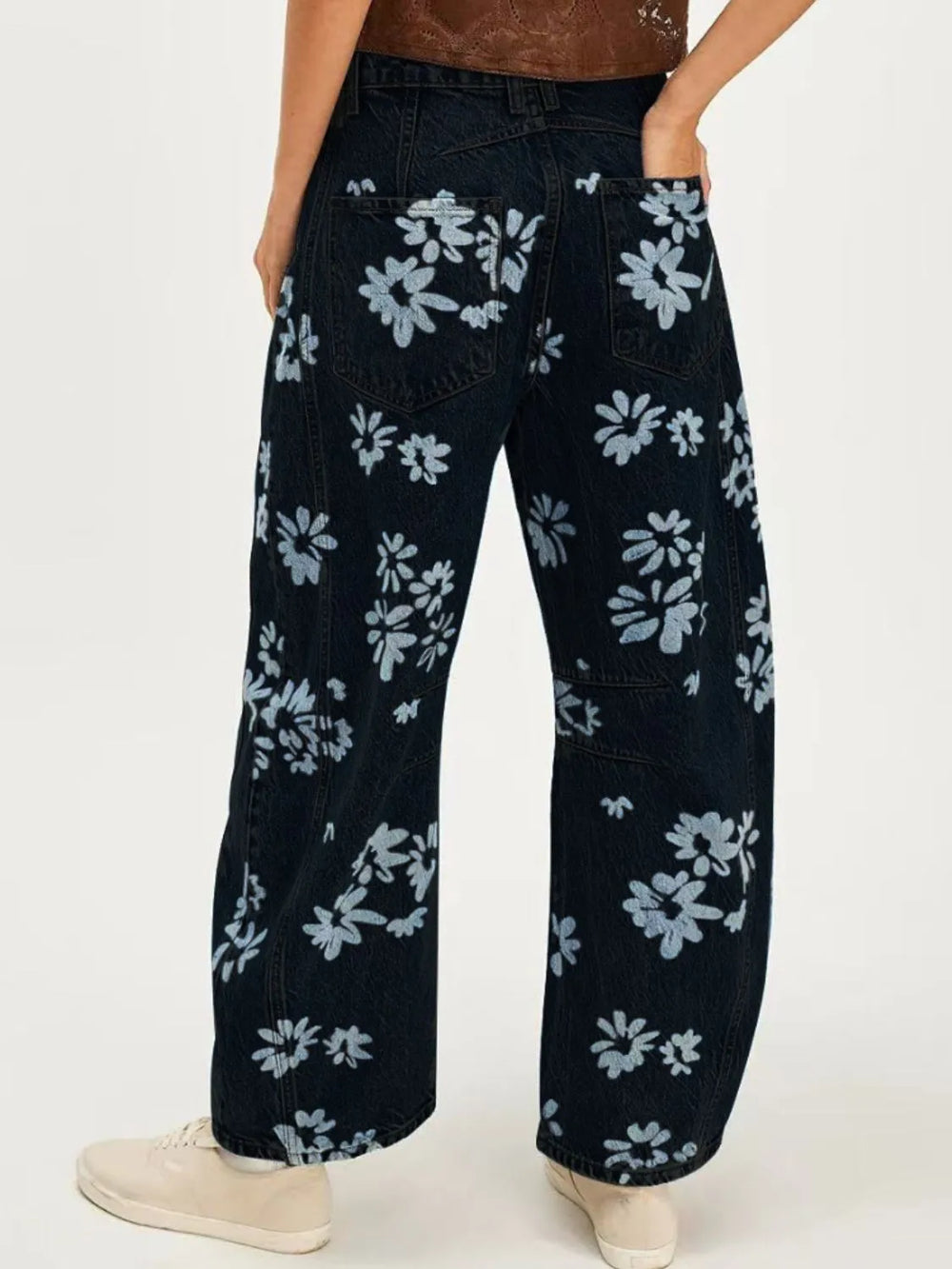Printed Wide Leg Jeans