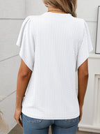 Round Neck Flutter Sleeve T-Shirt