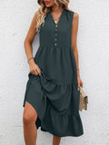 V-Neck Sleeveless Tiered Dress - felvior