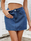 Solid Mini Denim Skirt - felvior