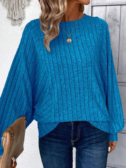 Plus Size Round Neck Batwing Sleeve T-Shirt - felvior