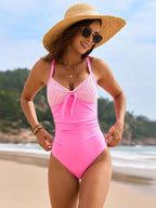 Lace Detail Crisscross Back One-Piece Swimwear