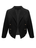 Plus Size Buttoned Lapel Collar Long Sleeve Blazer - felvior