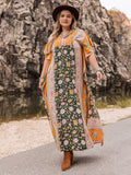 Plus Size Tie Neck Maxi Dress - felvior