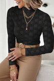 Lace Mock Neck Long Sleeve Blouse - felvior