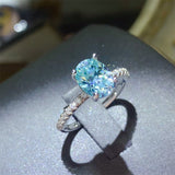 2 Carat Moissanite Zircon 925 Sterling Silver Ring - felvior