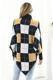 Plaid Turtleneck Dolman Sleeve Poncho - felvior