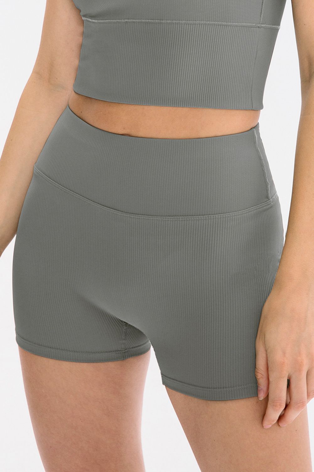 Slim Fit Wide Waistband Sports Shorts - felvior