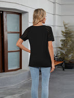 Round Neck Lace Short Sleeve T-Shirt