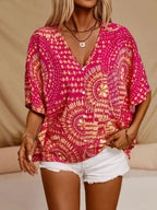 Printed V-Neck Half Sleeve Top