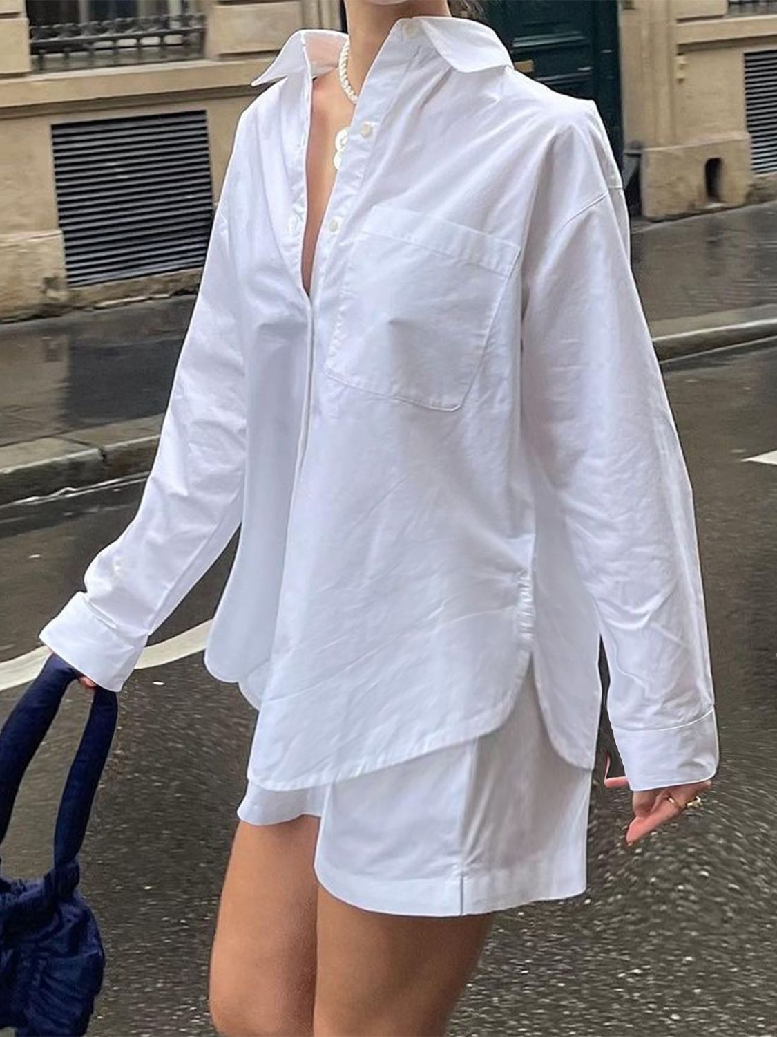 Devine Collared Neck Long Sleeve Shirt - felvior