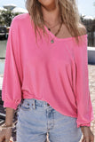 Texture V-Neck Long Sleeve Top - felvior