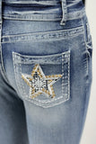 Star Embroidered Bootcut Jeans - felvior