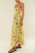 Printed Square Neck Maxi Cami Dress