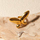 18K Gold-Plated Stainless Steel Butterfly Ring - felvior