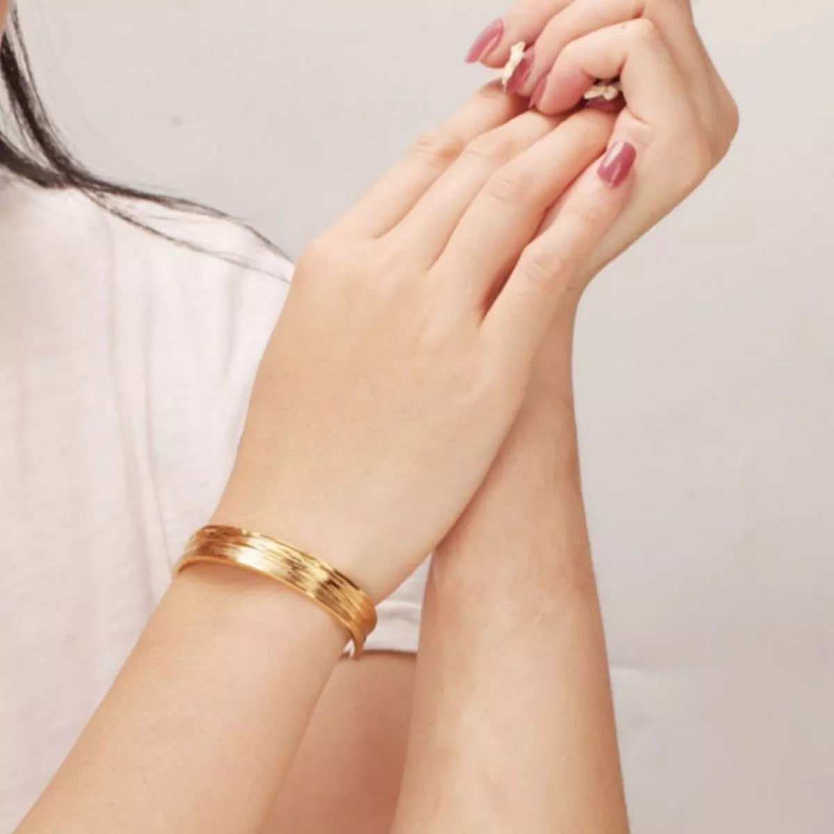 18K Gold-Plated Copper Open Bracelet Secondary image