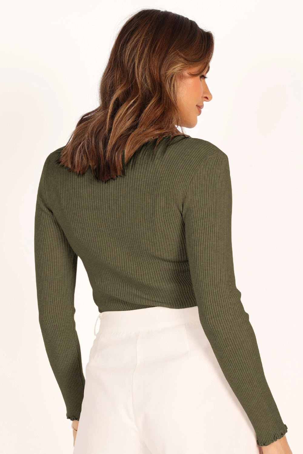 Lettuce Edge Round Neck Long Sleeve T-Shirt