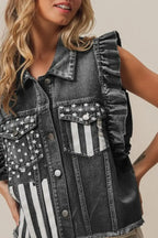 BiBi American Flag Washed Denim Jacket