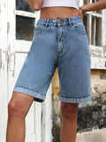 High Waist Denim Shorts - felvior